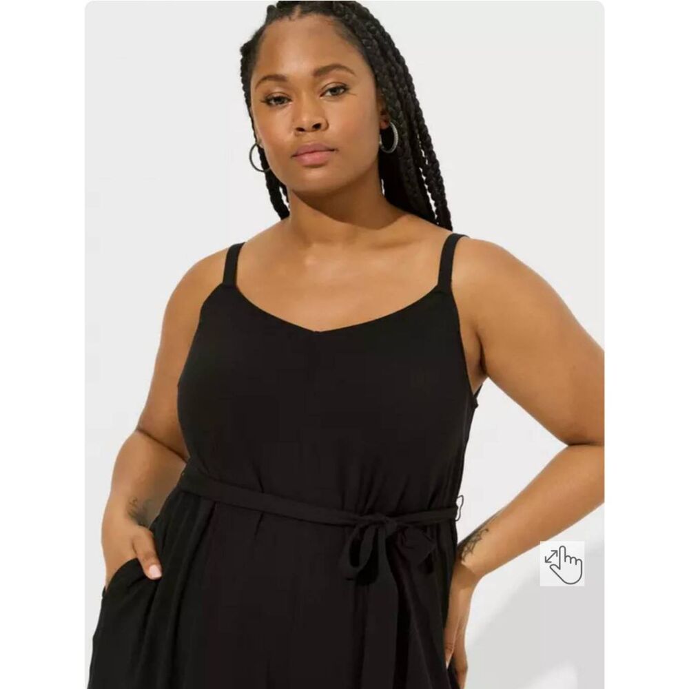 Torrid Black Cami Culotte Jumpsuit Size 3 3X Wide Leg Boho Festival Black - Picture 2 of 11